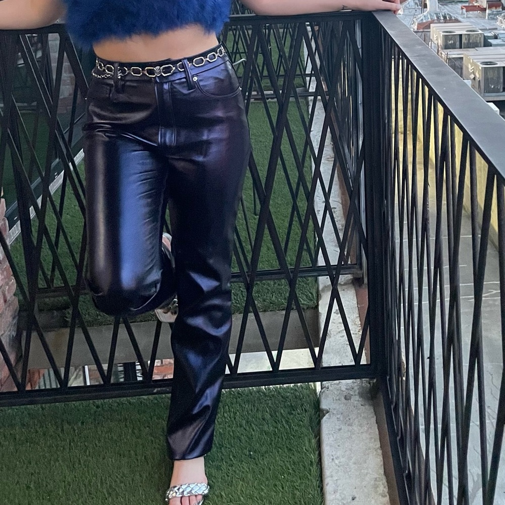Good American Blue “leather” pants